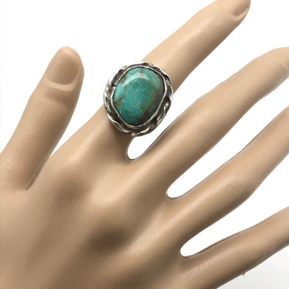 Vintage 925 Sterling Silver Kingman Turquoise Band Ring Size 6.5 - Picture 8 of 10